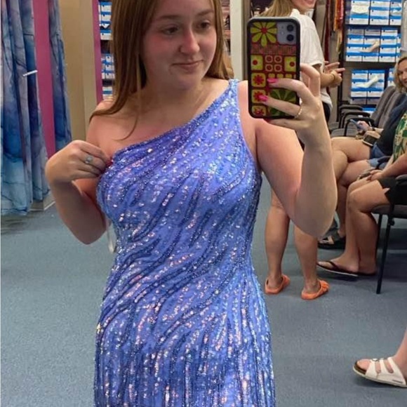 Blue Sherri Hill dress, size 00 - Picture 4 of 8
